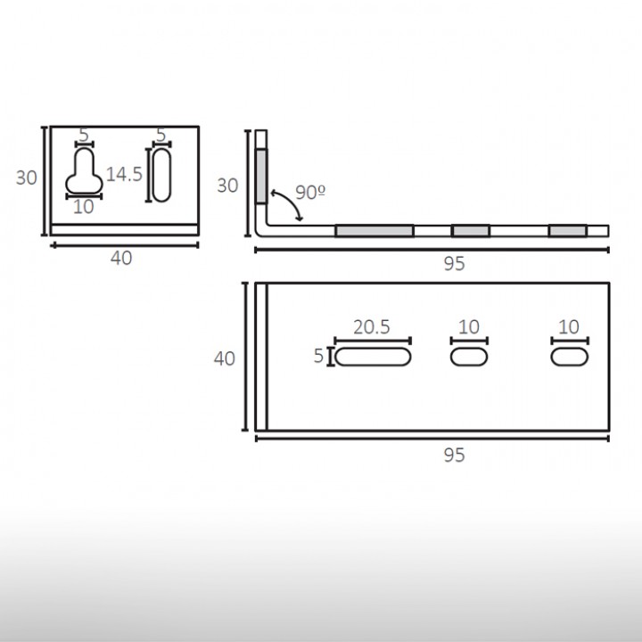 6005 | Adjustable support for sliding door track 95 mm