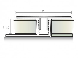 Profil de transition 36 mm - Série aluminium avec base en PVC