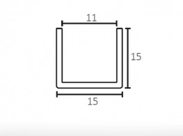 1021 | Perfil inferior U 15x15 - Porta de Vidro
