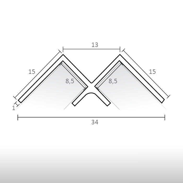 Perfil de aluminio de esquina recta para paneles decorativos de pared
